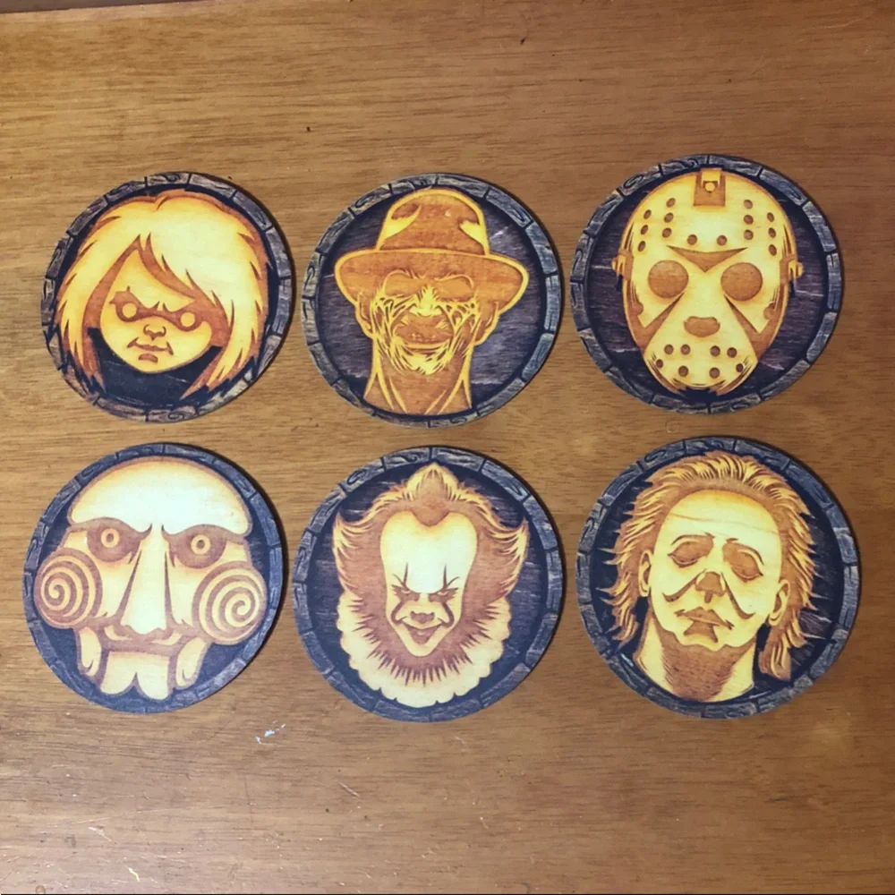 Horror Icon Wooden Coaster Set